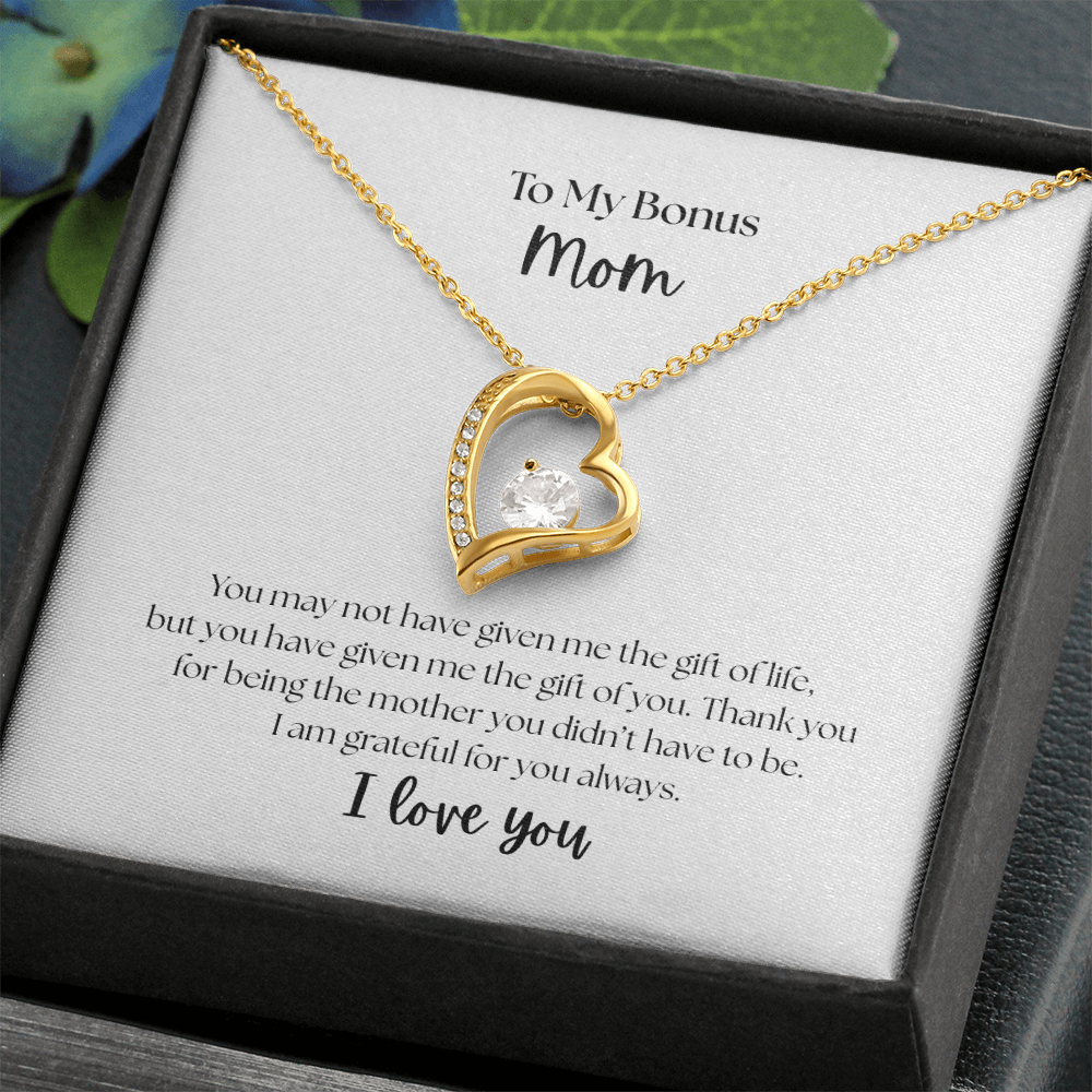 "To My Bonus Mom" Heart Necklace - Sentimental Gift