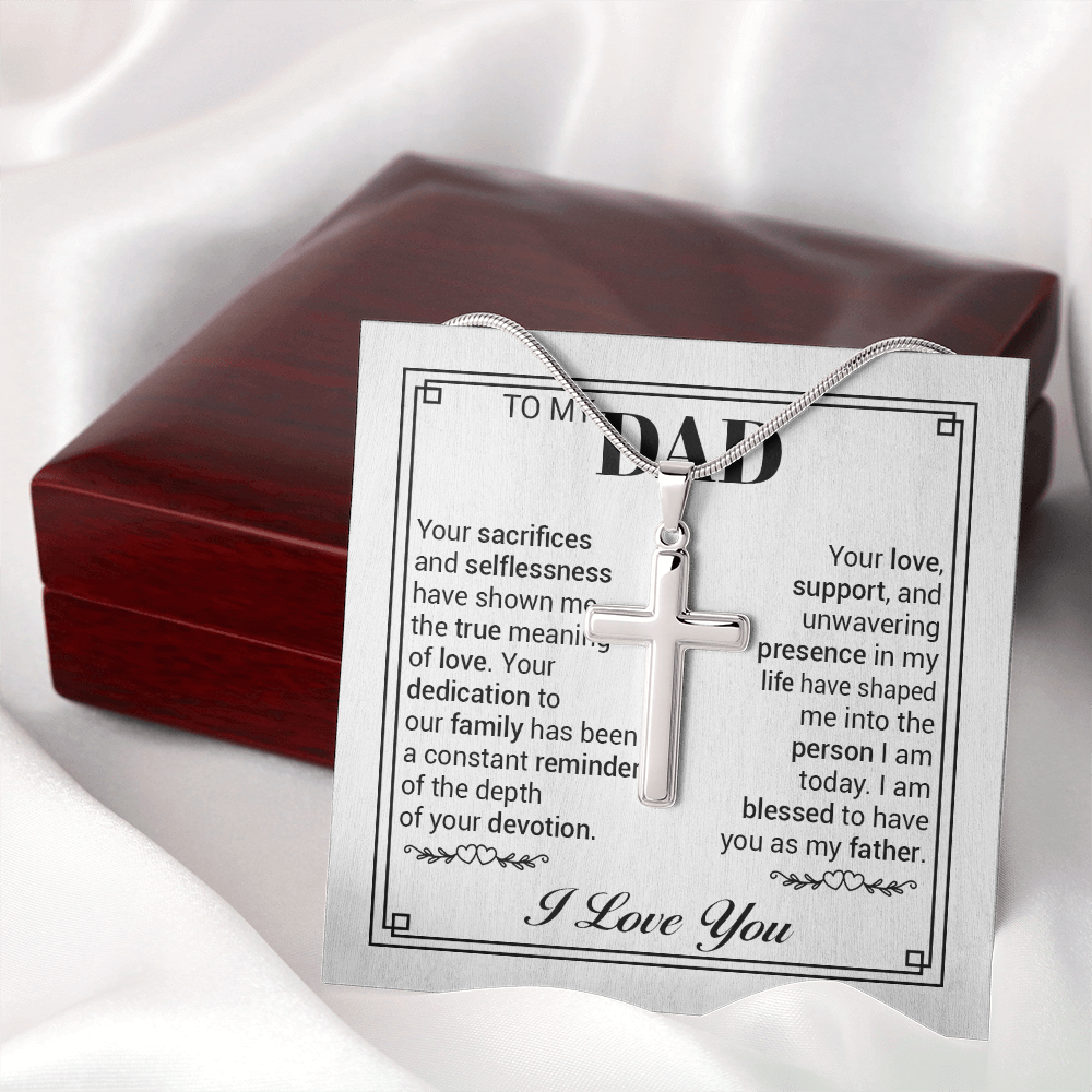 To My Dad Cross Necklace – Sentimental Father Gift, Christian Necklace for Dad, Meaningful Father Appreciation Gift
