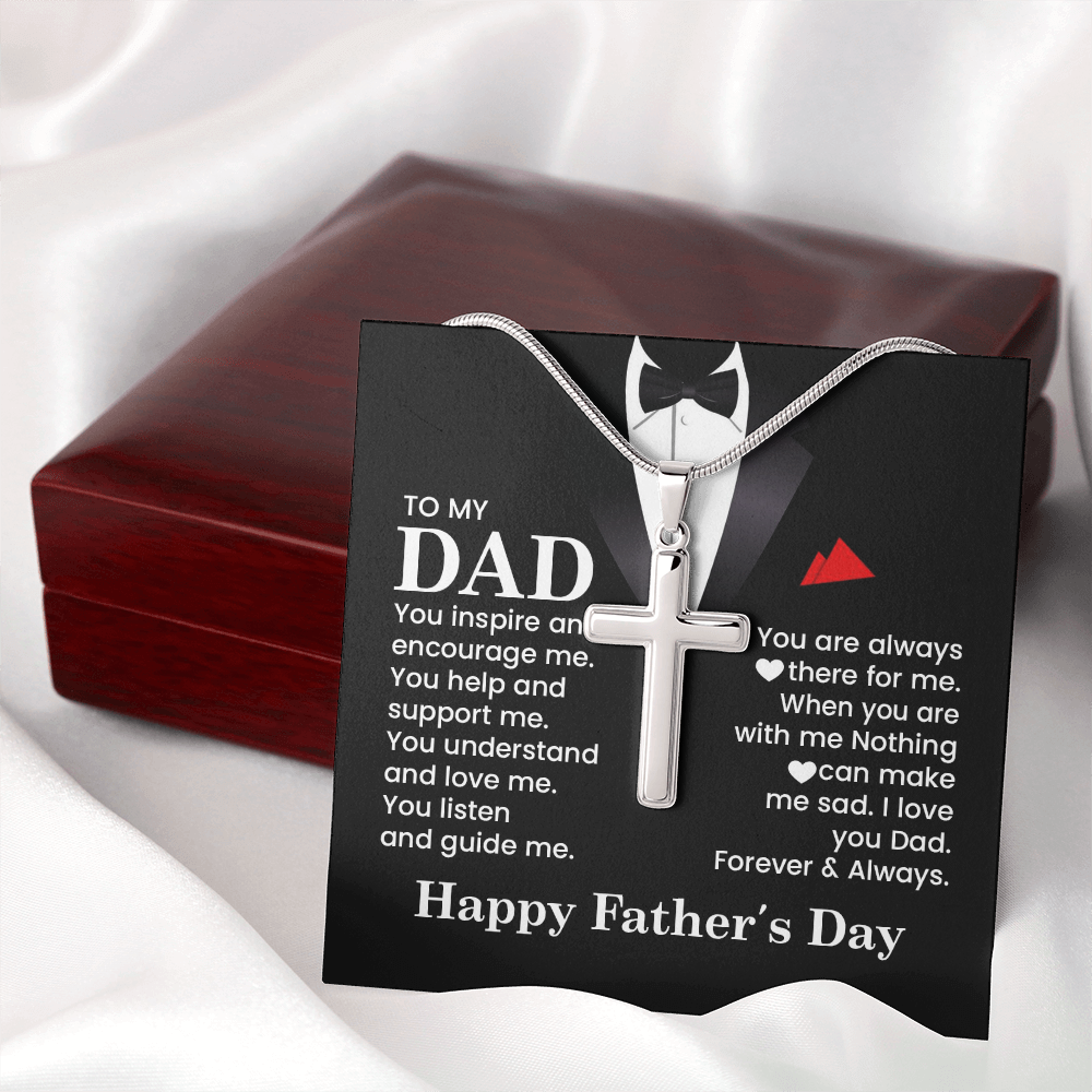 Cross Necklace Gift for Dad – Father’s Day Christian Gift for Dad, Sentimental Religious Necklace for Father