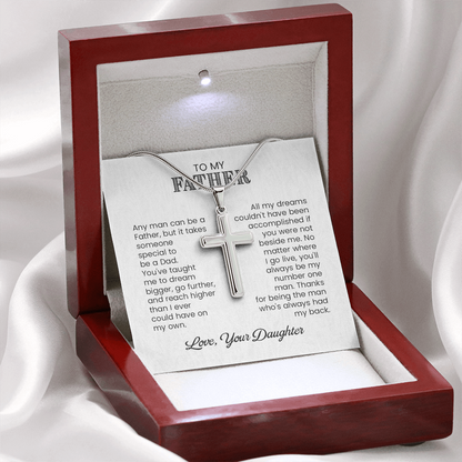 Cross Necklace Gift for Father from Daughter – Sentimental To My Father Necklace, Christian Gift for Dad