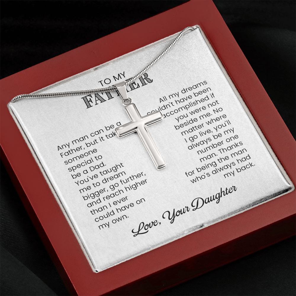 Cross Necklace Gift for Father from Daughter – Sentimental To My Father Necklace, Christian Gift for Dad