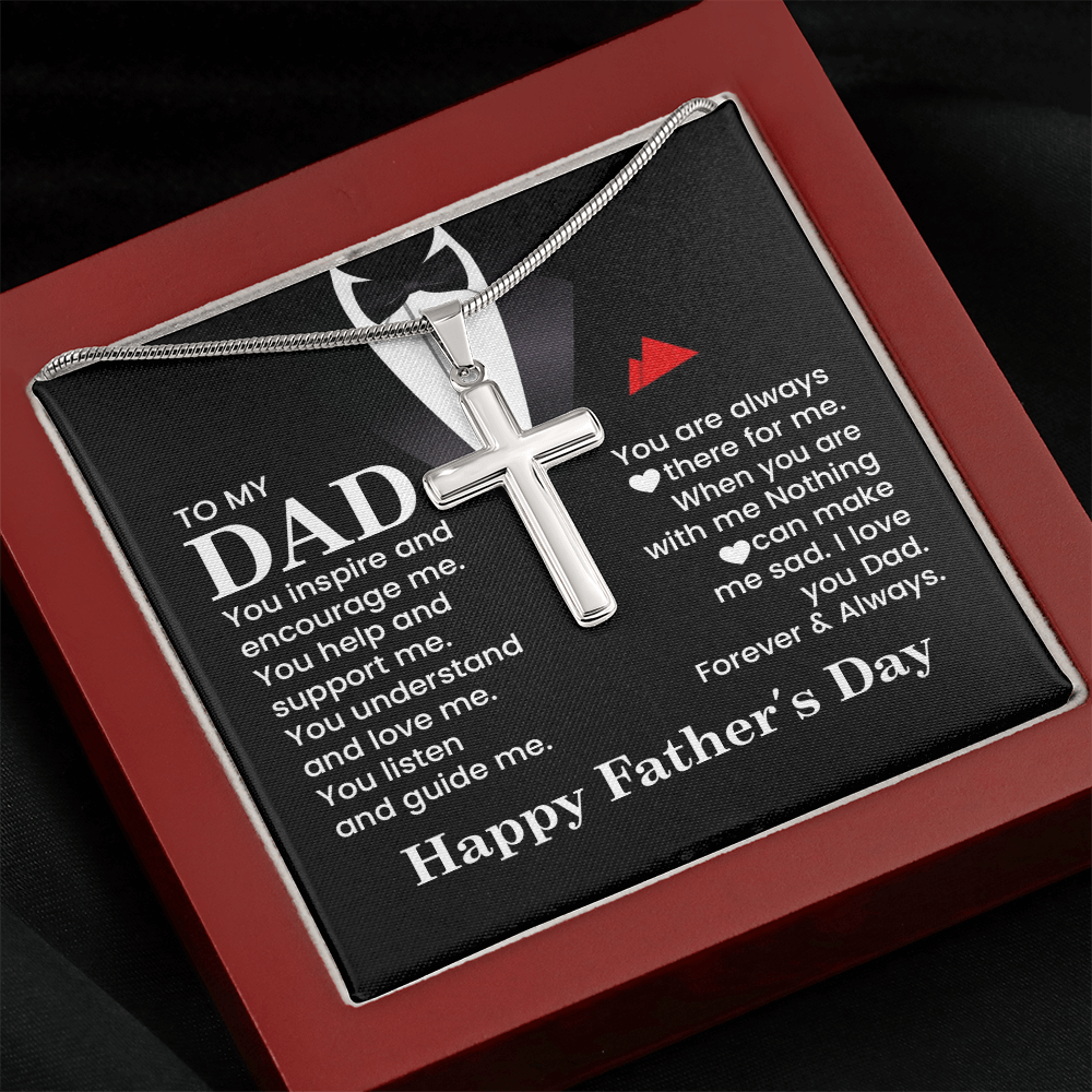 Cross Necklace Gift for Dad – Father’s Day Christian Gift for Dad, Sentimental Religious Necklace for Father