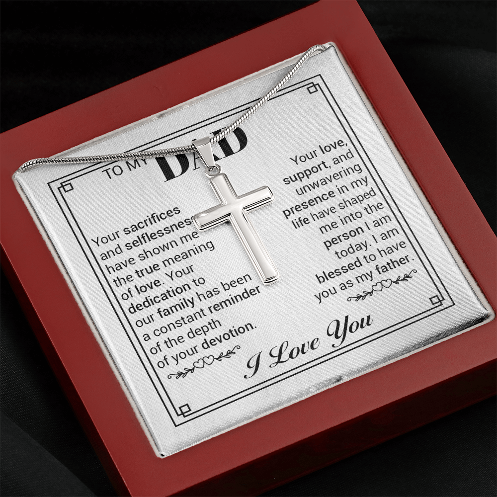 To My Dad Cross Necklace – Sentimental Father Gift, Christian Necklace for Dad, Meaningful Father Appreciation Gift