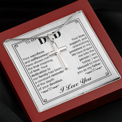 To My Dad Cross Necklace – Sentimental Father Gift, Christian Necklace for Dad, Meaningful Father Appreciation Gift