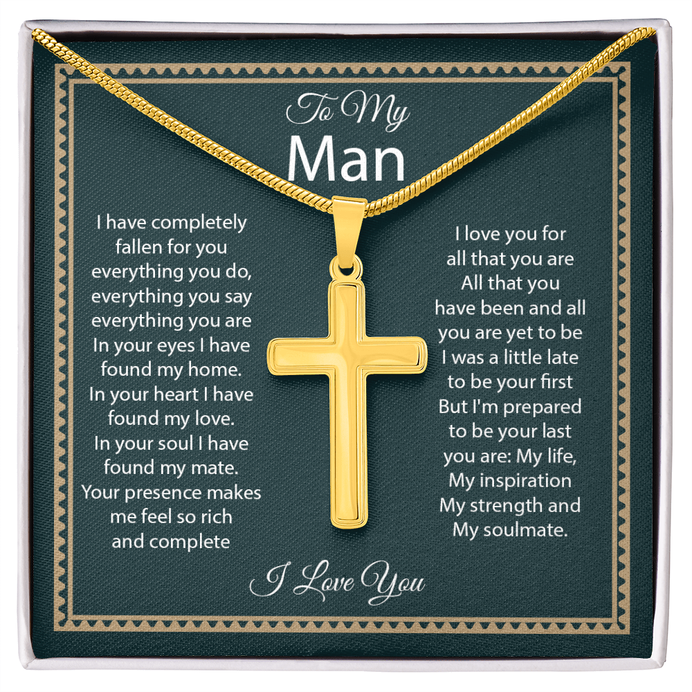 Cross Necklace for Him – Christian Cross Necklace Gift for Boyfriend, Husband or Partner with Faith-Inspired Message Card