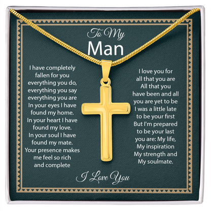 Cross Necklace for Him – Christian Cross Necklace Gift for Boyfriend, Husband or Partner with Faith-Inspired Message Card
