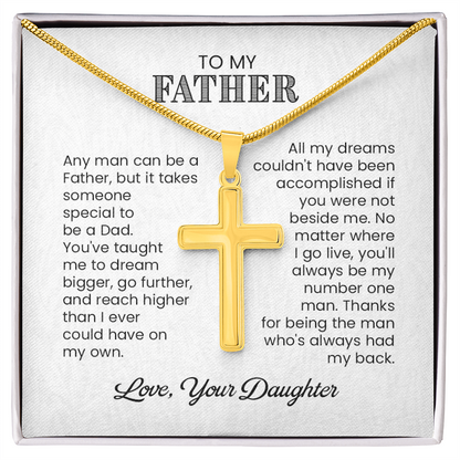 Cross Necklace Gift for Father from Daughter – Sentimental To My Father Necklace, Christian Gift for Dad
