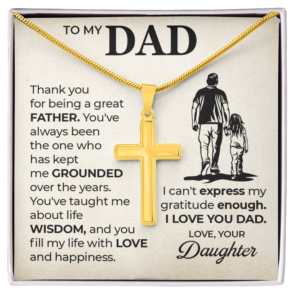 Cross Necklace Gift for Dad from Daughter – Sentimental Christian Gift for Father, To My Dad Message Card Necklace
