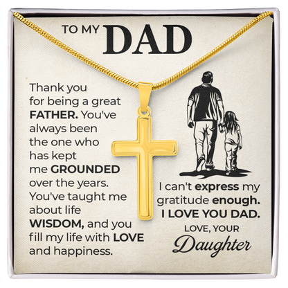 Cross Necklace Gift for Dad from Daughter – Sentimental Christian Gift for Father, To My Dad Message Card Necklace