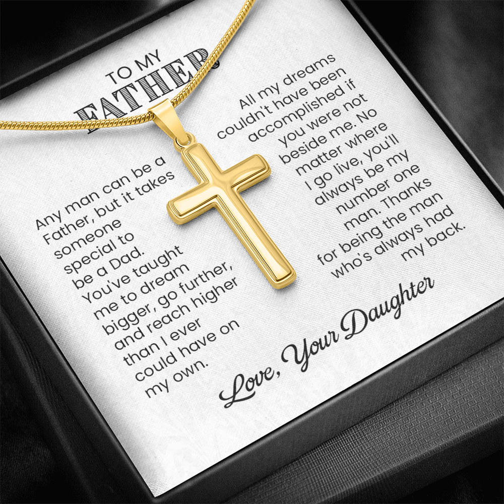 Cross Necklace Gift for Father from Daughter – Sentimental To My Father Necklace, Christian Gift for Dad