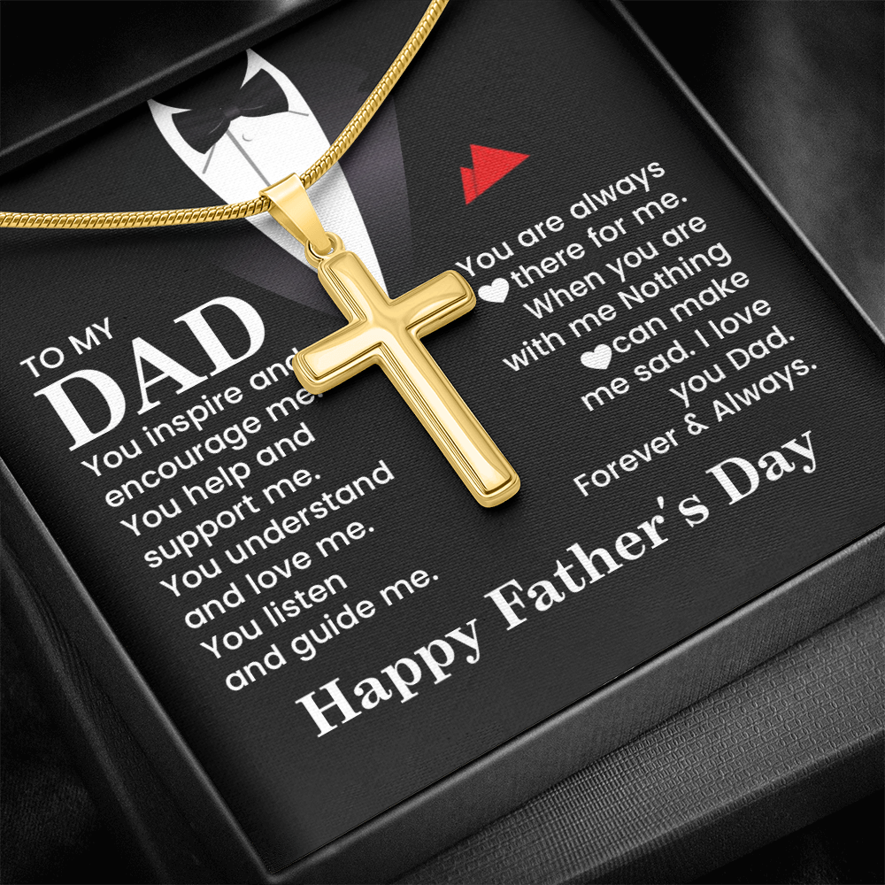 Cross Necklace Gift for Dad – Father’s Day Christian Gift for Dad, Sentimental Religious Necklace for Father