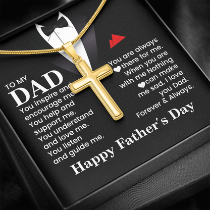 Cross Necklace Gift for Dad – Father’s Day Christian Gift for Dad, Sentimental Religious Necklace for Father