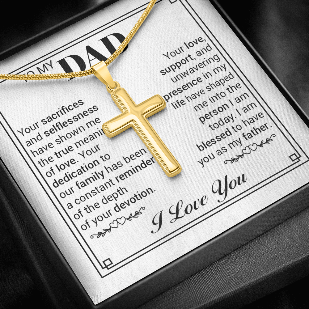 To My Dad Cross Necklace – Sentimental Father Gift, Christian Necklace for Dad, Meaningful Father Appreciation Gift