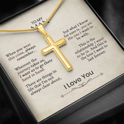 Cross Necklace for Him – Christian Cross Necklace Gift for Boyfriend, Husband or Partner with Romantic Faith Message Card