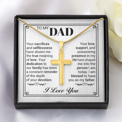 To My Dad Cross Necklace – Sentimental Father Gift, Christian Necklace for Dad, Meaningful Father Appreciation Gift