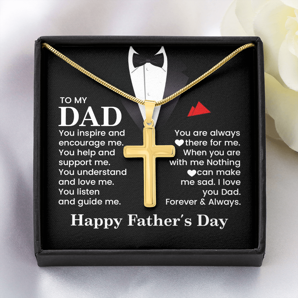 Cross Necklace Gift for Dad – Father’s Day Christian Gift for Dad, Sentimental Religious Necklace for Father