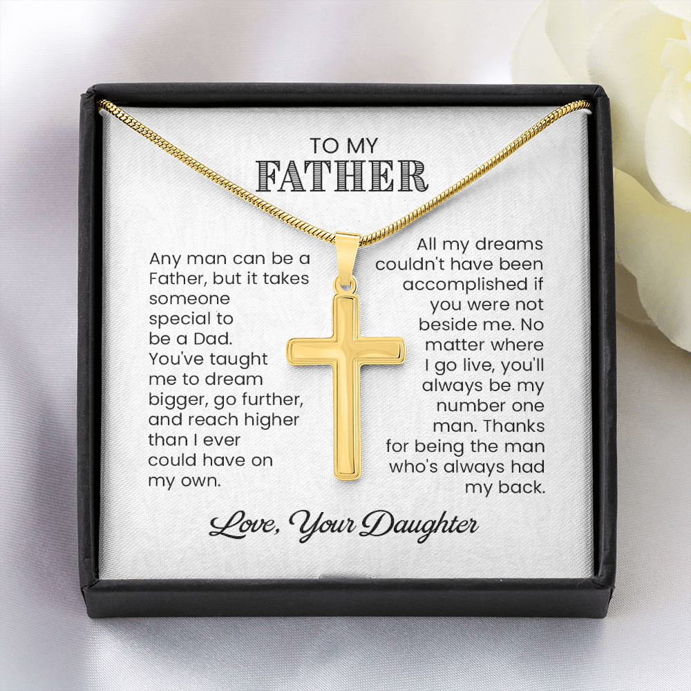 Cross Necklace Gift for Father from Daughter – Sentimental To My Father Necklace, Christian Gift for Dad