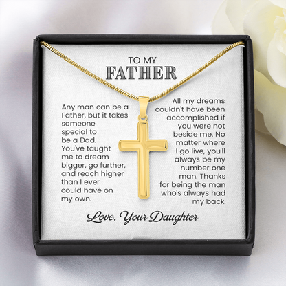 Cross Necklace Gift for Father from Daughter – Sentimental To My Father Necklace, Christian Gift for Dad