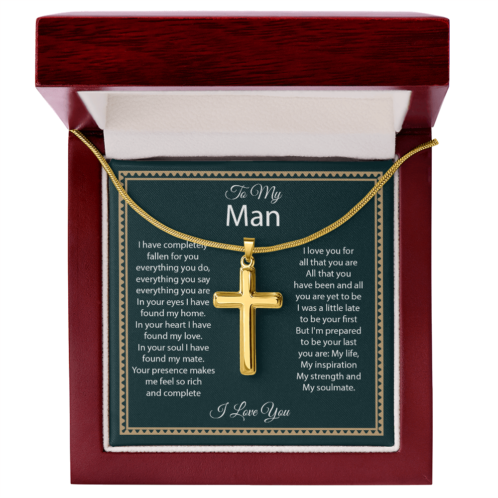 Cross Necklace for Him – Christian Cross Necklace Gift for Boyfriend, Husband or Partner with Faith-Inspired Message Card