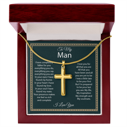 Cross Necklace for Him – Christian Cross Necklace Gift for Boyfriend, Husband or Partner with Faith-Inspired Message Card