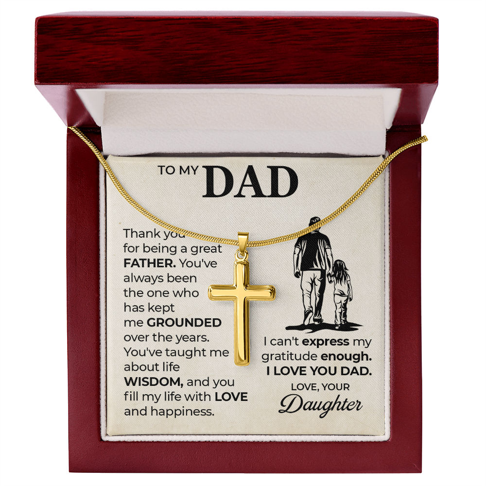 Cross Necklace Gift for Dad from Daughter – Sentimental Christian Gift for Father, To My Dad Message Card Necklace