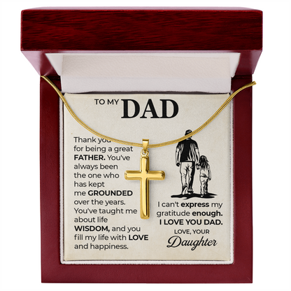 Cross Necklace Gift for Dad from Daughter – Sentimental Christian Gift for Father, To My Dad Message Card Necklace