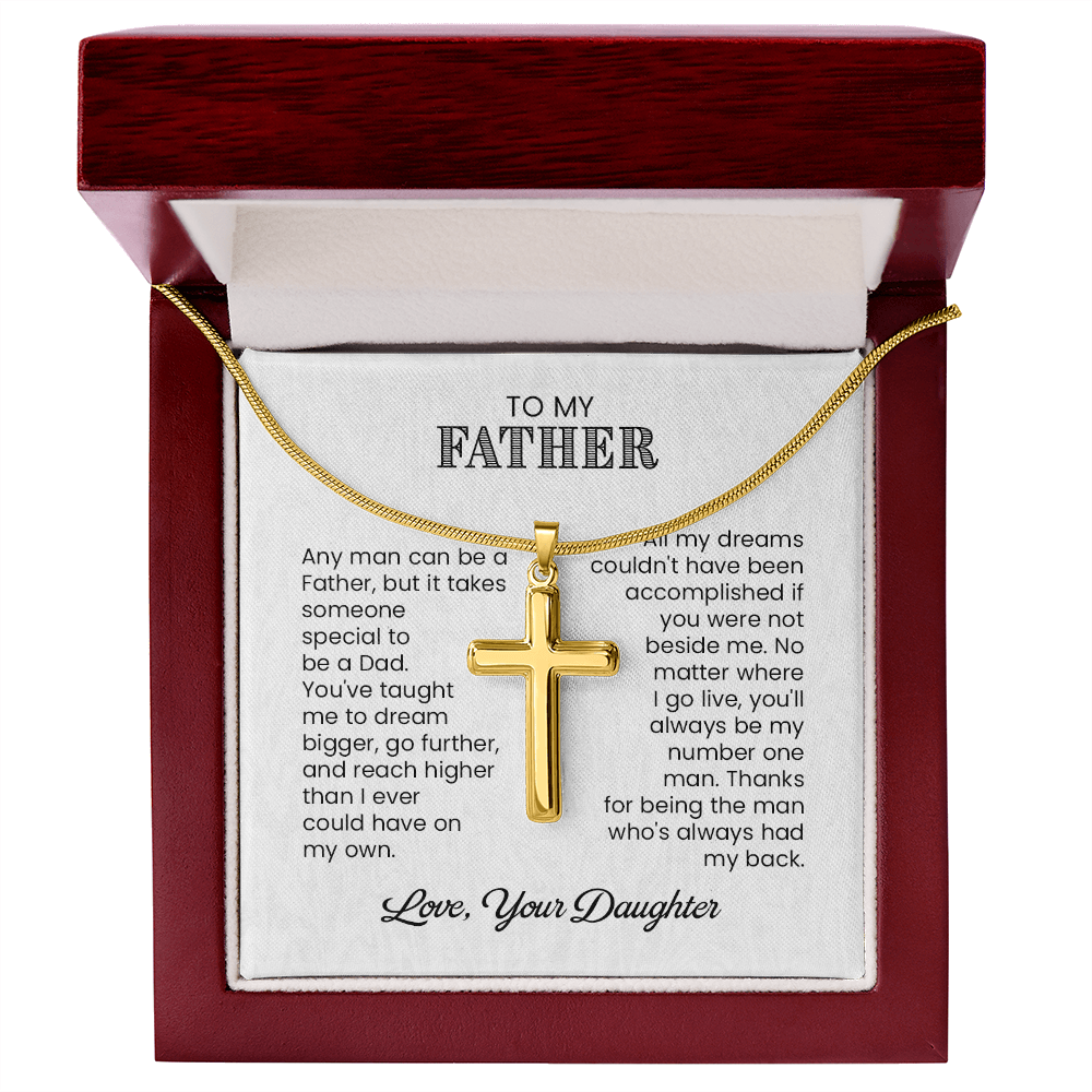 Cross Necklace Gift for Father from Daughter – Sentimental To My Father Necklace, Christian Gift for Dad
