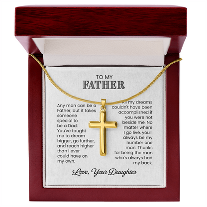 Cross Necklace Gift for Father from Daughter – Sentimental To My Father Necklace, Christian Gift for Dad