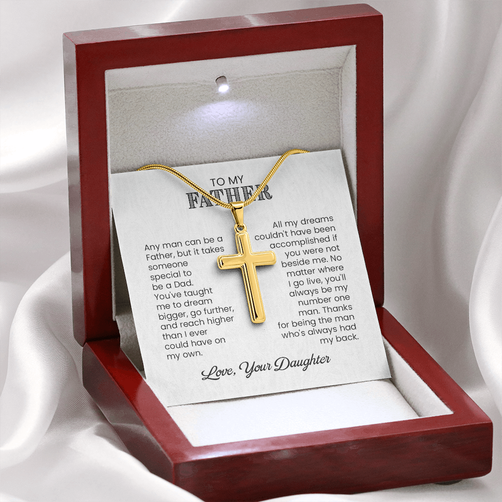 Cross Necklace Gift for Father from Daughter – Sentimental To My Father Necklace, Christian Gift for Dad