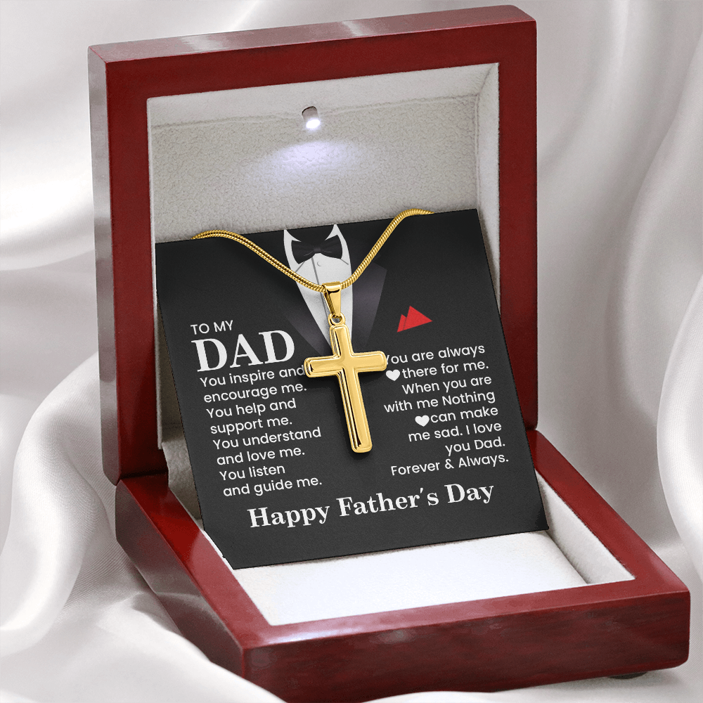 Cross Necklace Gift for Dad – Father’s Day Christian Gift for Dad, Sentimental Religious Necklace for Father