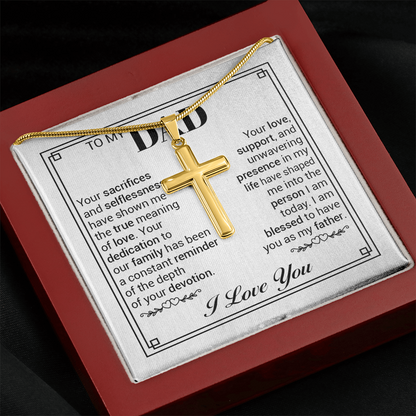 To My Dad Cross Necklace – Sentimental Father Gift, Christian Necklace for Dad, Meaningful Father Appreciation Gift
