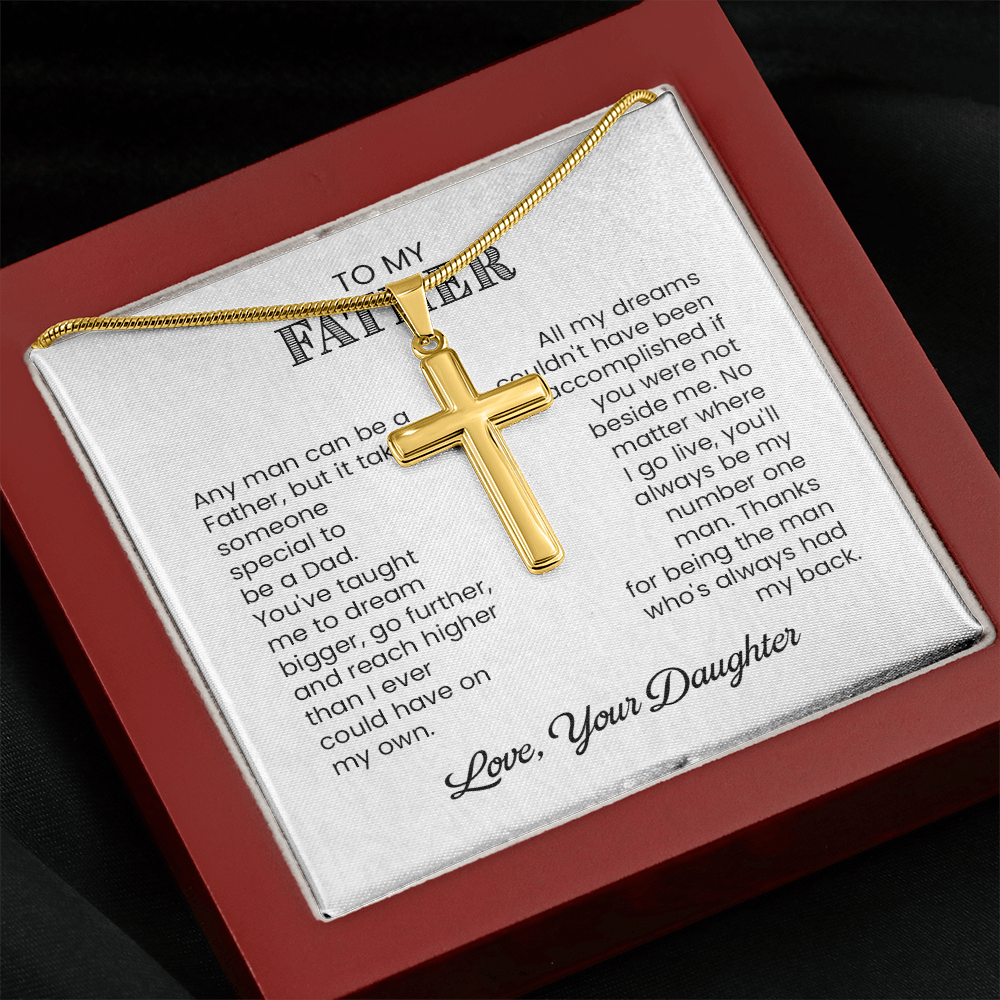 Cross Necklace Gift for Father from Daughter – Sentimental To My Father Necklace, Christian Gift for Dad