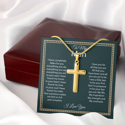 Cross Necklace for Him – Christian Cross Necklace Gift for Boyfriend, Husband or Partner with Faith-Inspired Message Card