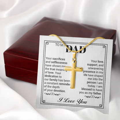 To My Dad Cross Necklace – Sentimental Father Gift, Christian Necklace for Dad, Meaningful Father Appreciation Gift