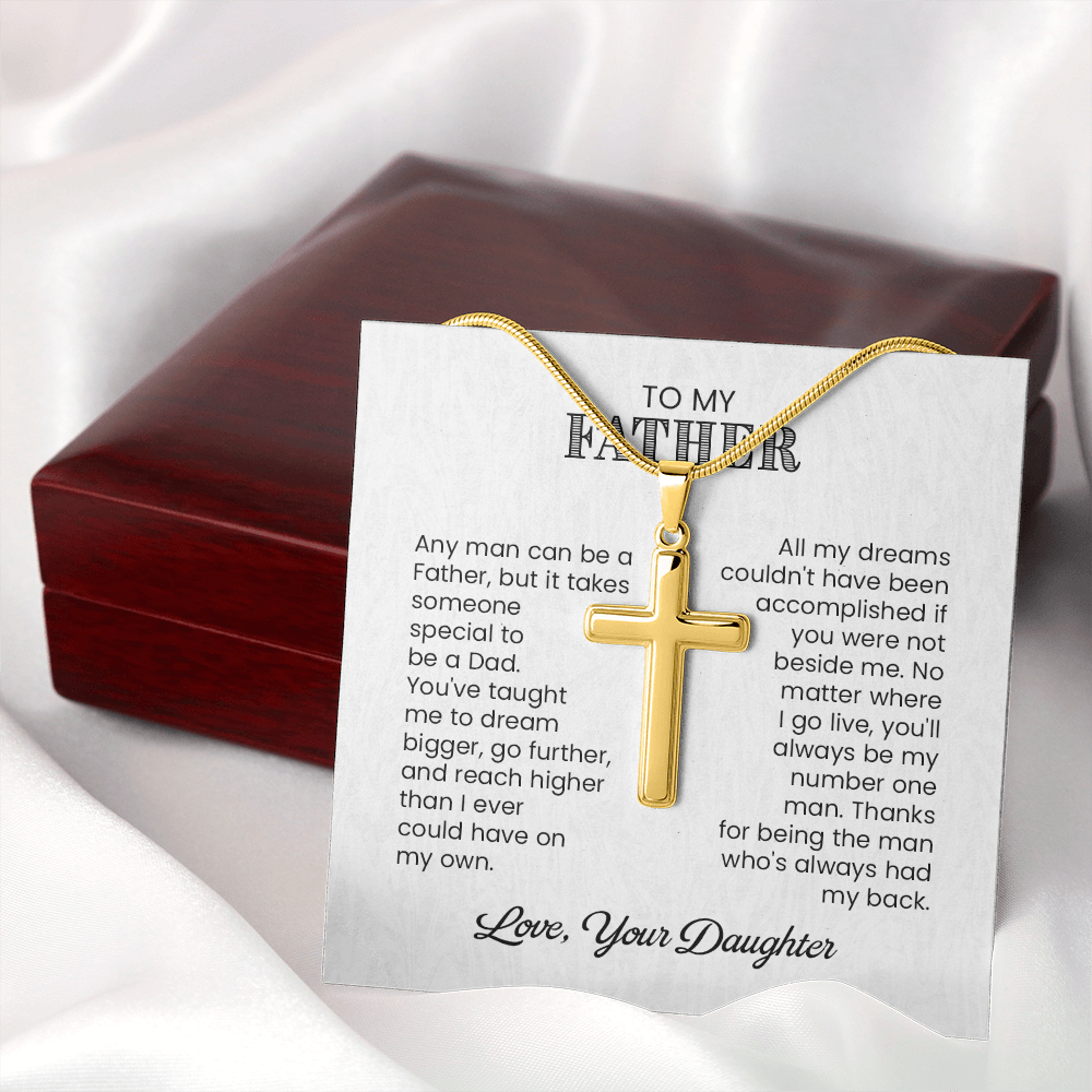 Cross Necklace Gift for Father from Daughter – Sentimental To My Father Necklace, Christian Gift for Dad
