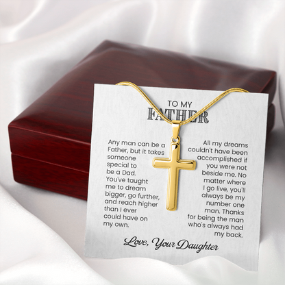 Cross Necklace Gift for Father from Daughter – Sentimental To My Father Necklace, Christian Gift for Dad