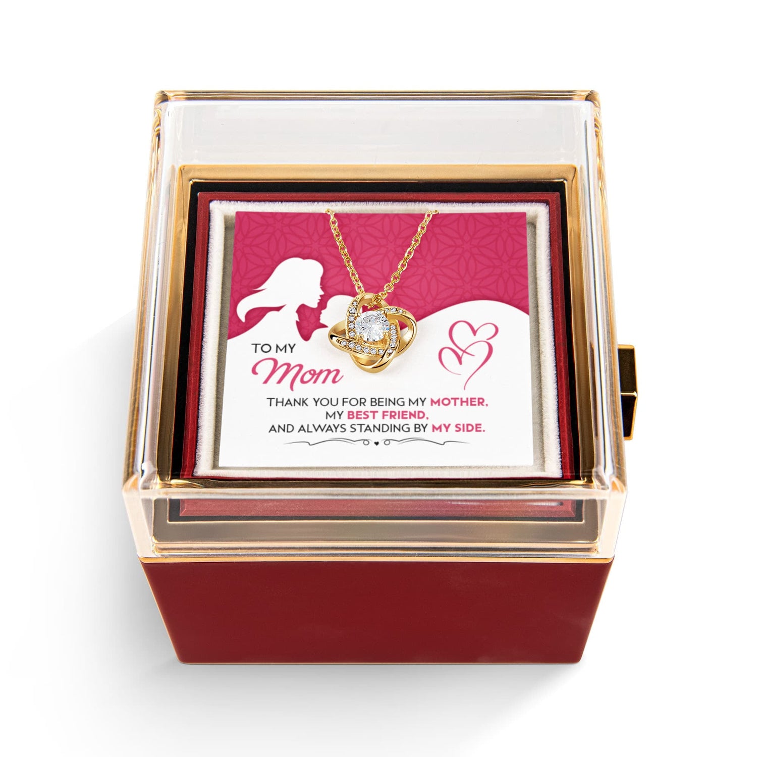 Mom Necklace Gift from Daughter – Infinity Heart Message Card Jewelry for Mother&
