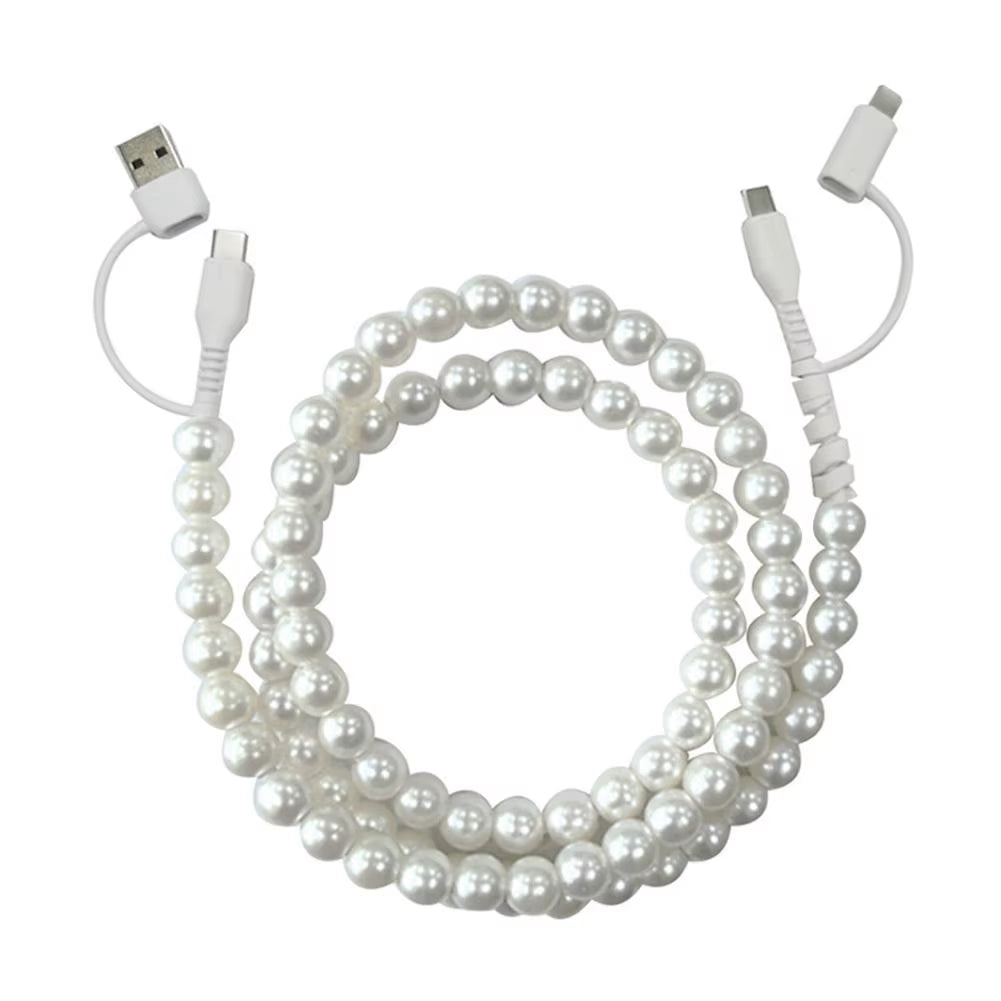 4 in 1 Beaded Fast Charging Cable for Iphone High-Speed 60W PD3.0 Charging for Iphone Fast Data Sync Beads Phone Cable Wide