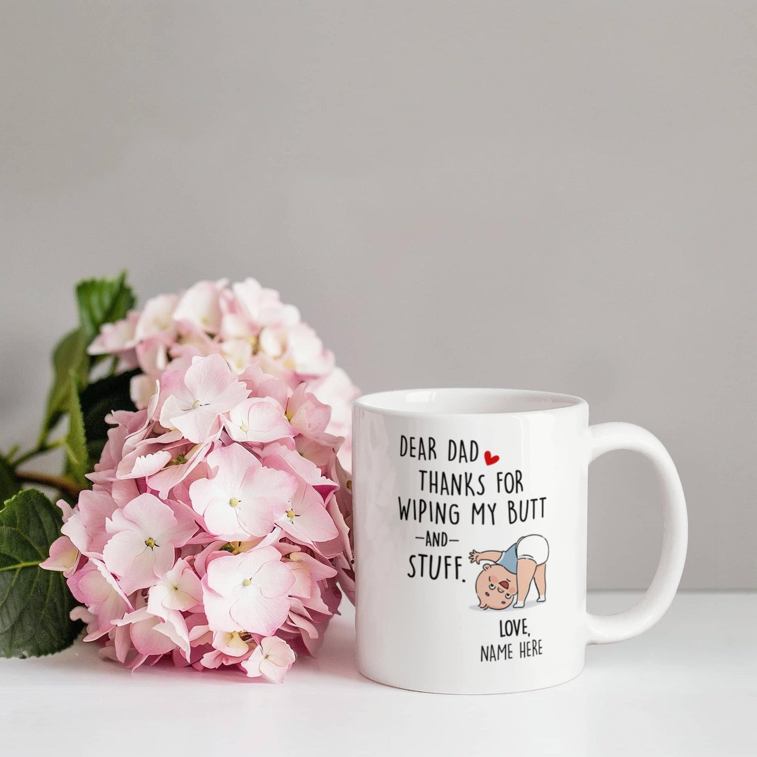 Funny Dad Mug from Baby – Personalized Thank You Dad Mug, New Dad Gift, First Father’s Day Coffee Mug