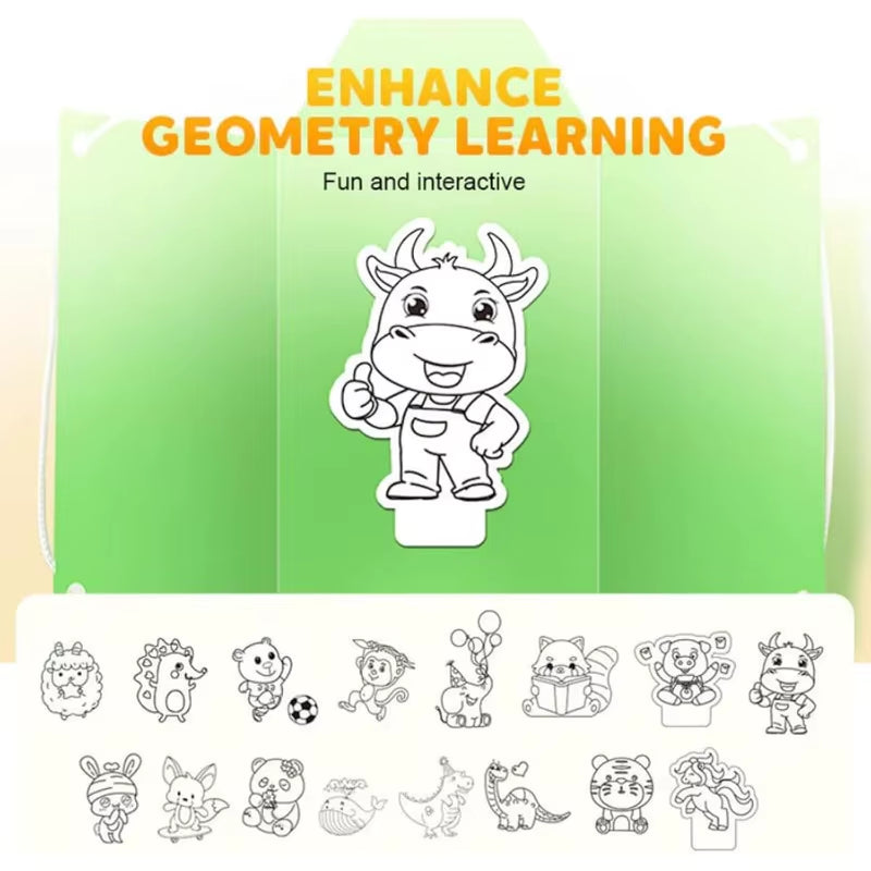 Pull String 3D Geometry Learning Book Childrens DIY Solid Books Solids Geometric Models Space Thinking Training Game