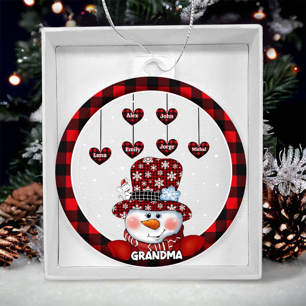 Custom 1–8 Name Christmas Bulb Acrylic Ornament – Personalized Heart Family Names