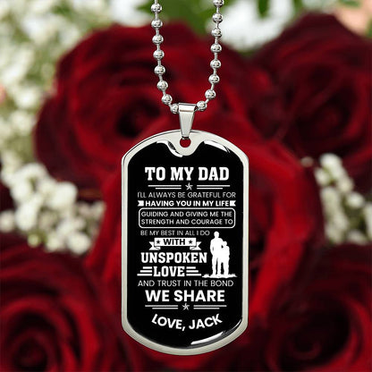 To My Dad Dog Tag Necklace - Personalized Emotional Father&