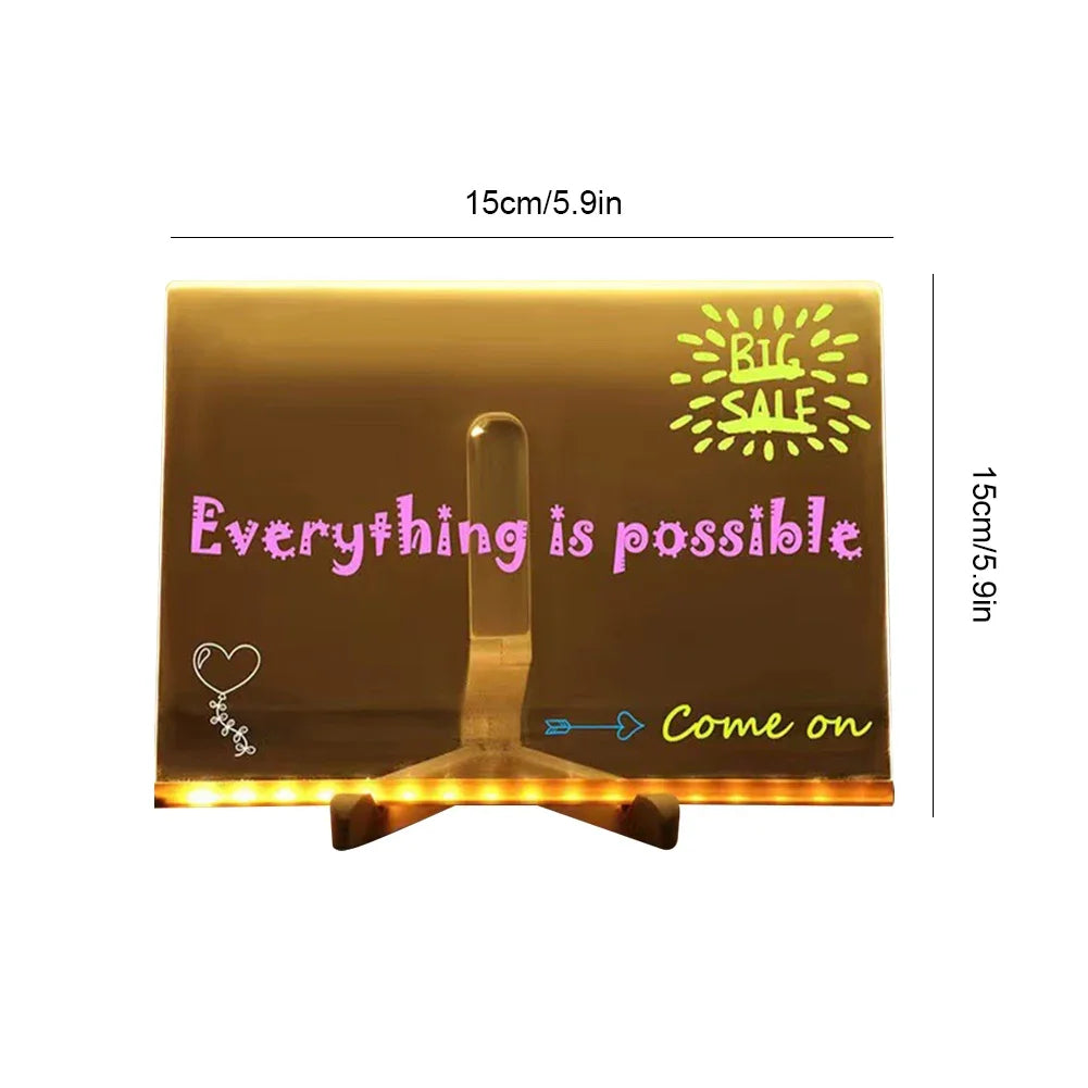 Light up Acrylic Message Board Rewritable DIY Children&