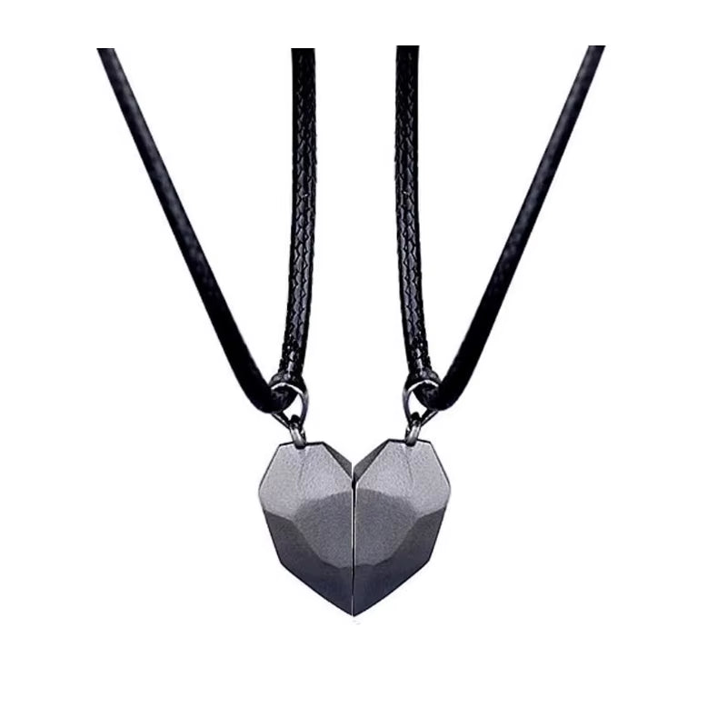 2Pcs Magnetic Heart Couple Necklace for Women Men Lover Valentine&
