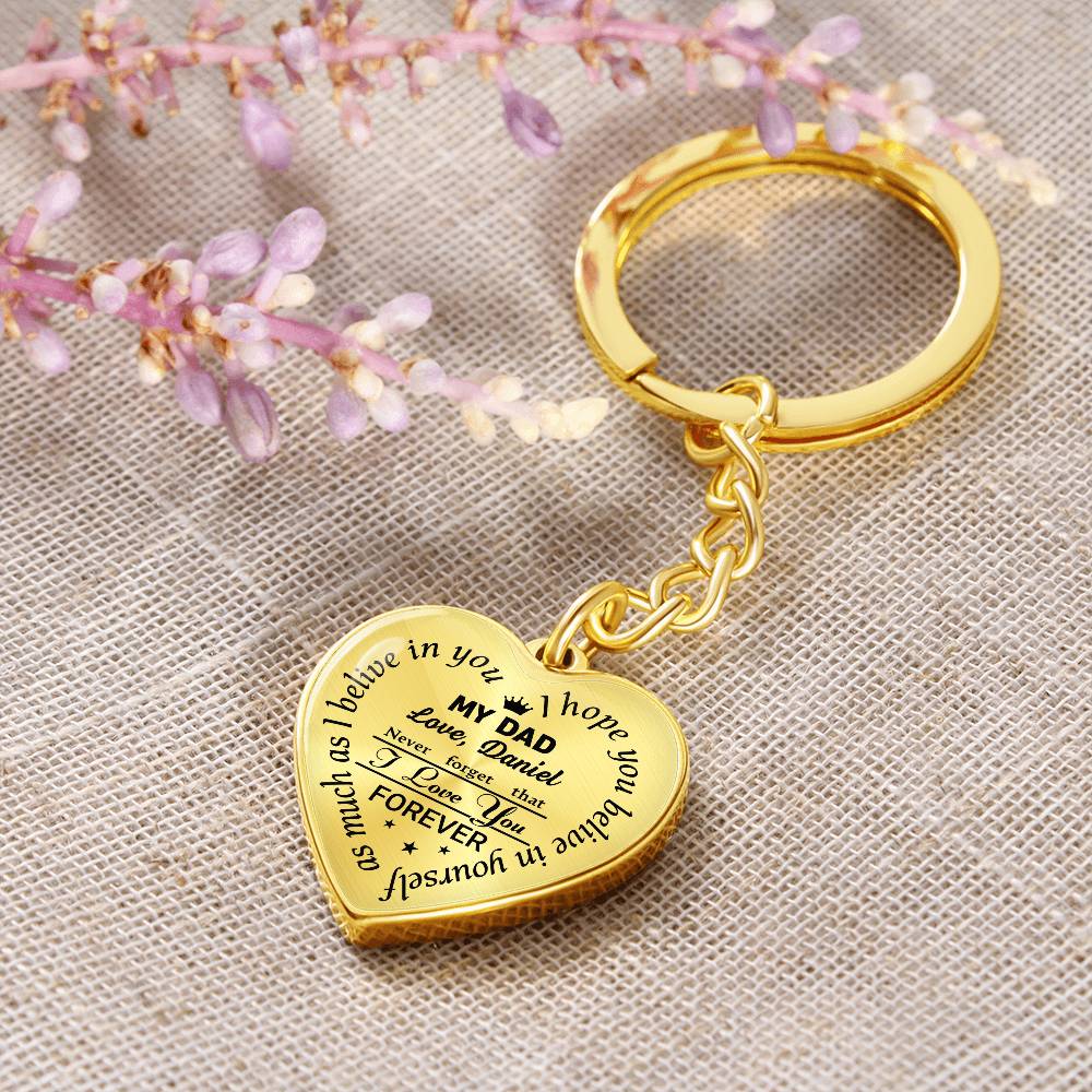 To My Dad Heart Keychain Gift from Son, I Love You Forever Personalized Keepsake Keychain