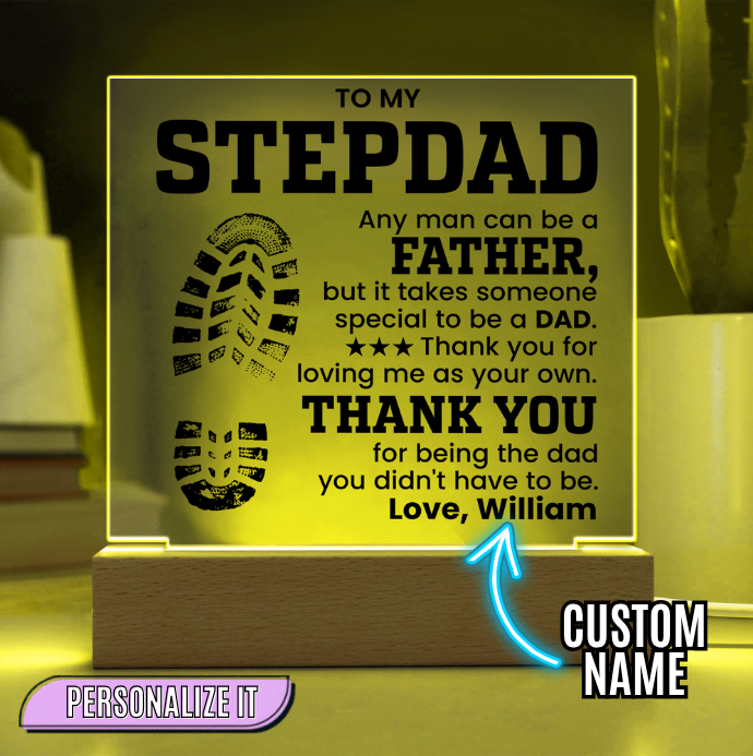Personalized To My Stepdad LED Night Light Plaque - Emotional Father&