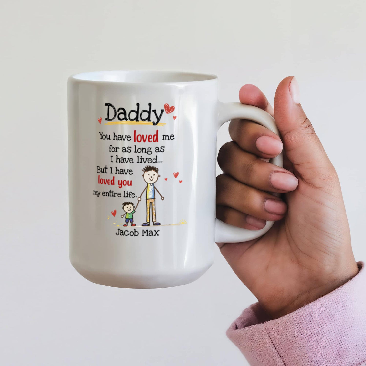Daddy Personalized Mug from Kids – Custom Dad Coffee Mug with Kids Names, Sentimental Father’s Day Gift for Daddy