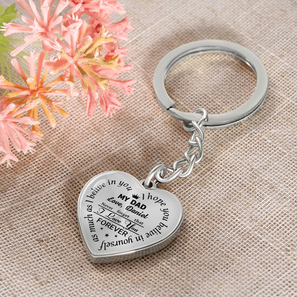 To My Dad Heart Keychain Gift from Son, I Love You Forever Personalized Keepsake Keychain