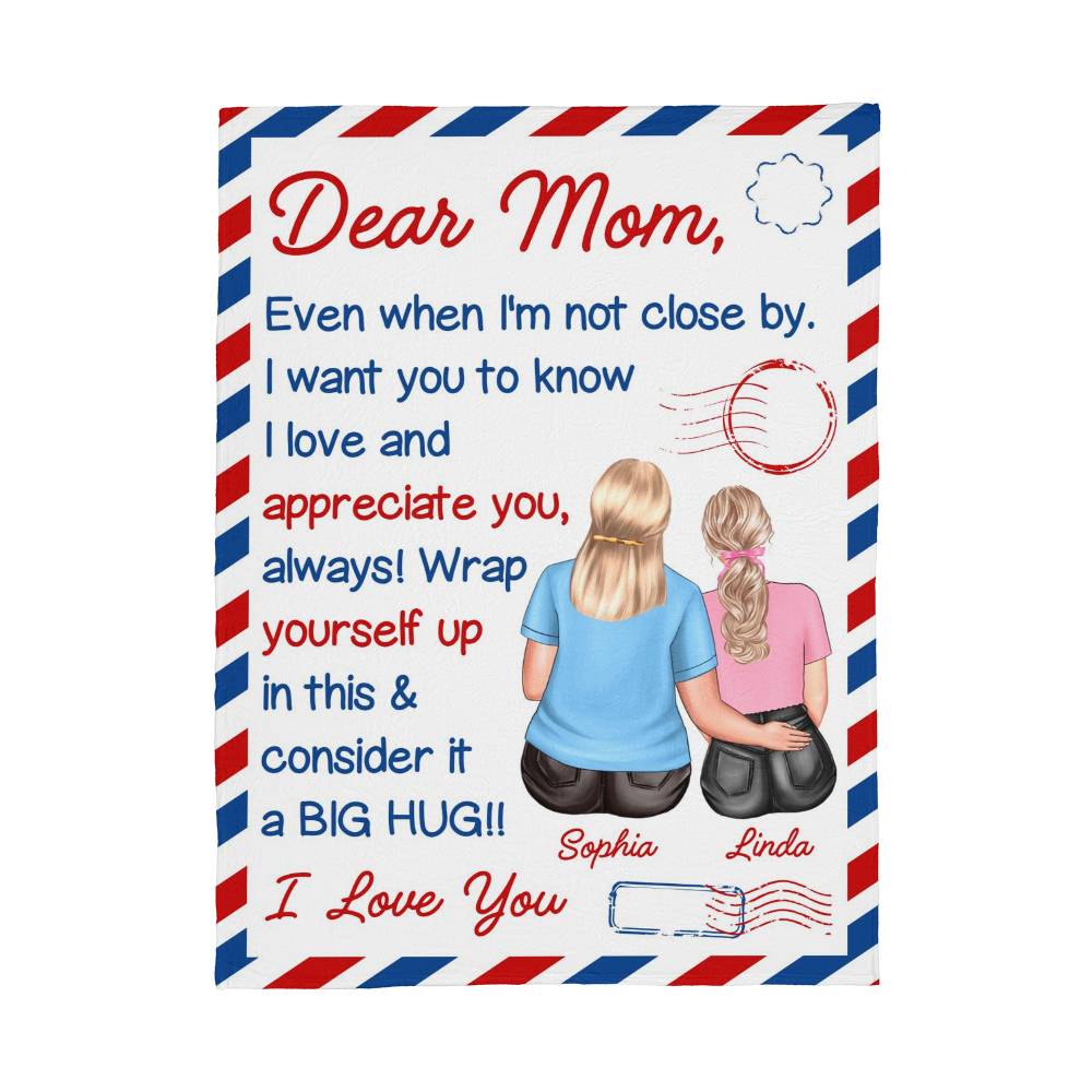 Personalized Dear Mom Love Letter Blanket – Custom Gift for Mom