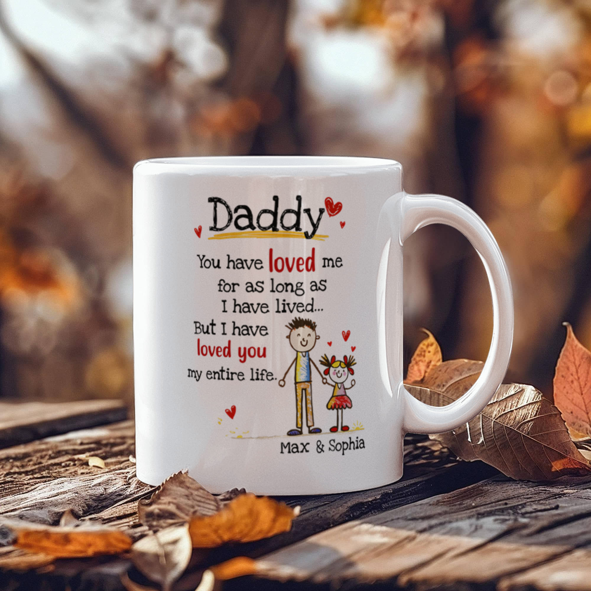 Daddy Personalized Mug from Kids – Custom Dad Coffee Mug with Kids Names, Sentimental Father’s Day Gift for Daddy